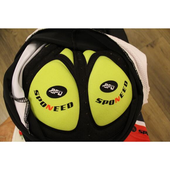 Sponeed Cycling Bib Shorts Black Red Padded Chamois Men’s M - Picture 3 of 5